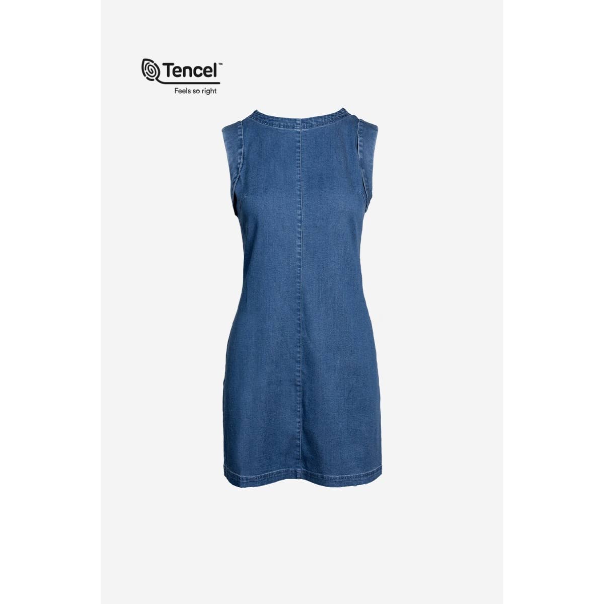 Naked Zebra - Vendita all'ingrosso Vestito - Donna - Abito in denim senza maniche con dettagli di cucitura2