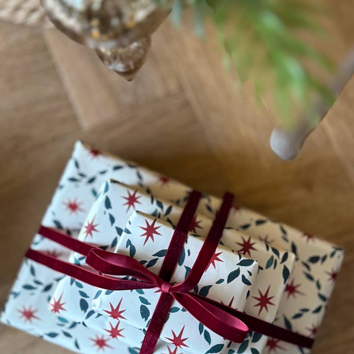Katie Housley - Wholesale Christmas Card - CHRISTMAS DIAMOND STAR BOTANICAL LUXURY GIFT WRAP HOLIDAY PAPERS3