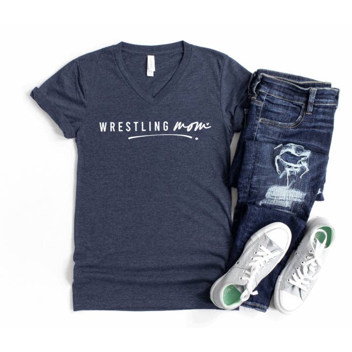Wrestling Mom V-Neck Tee #366 for wholesale by Tron Tron Graphic Wear