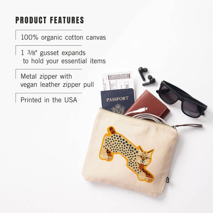 Lantern Press - Wholesale Pencil Case/Pouch - GO BAG POUCH Bobcat, Geometric2