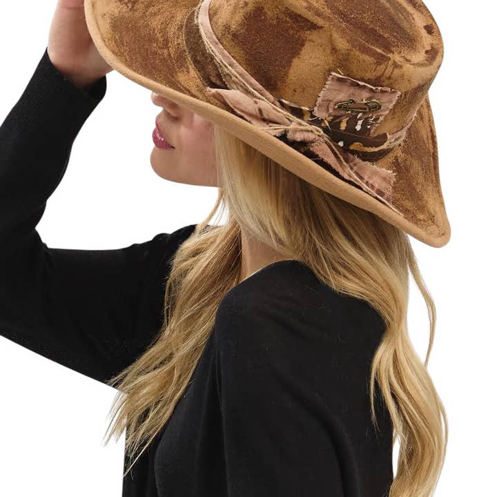 Rope & Spurs - Wholesale Cowboy Hat - Women's - Distress Vintage Shapable Fedora Cowboy Hat5