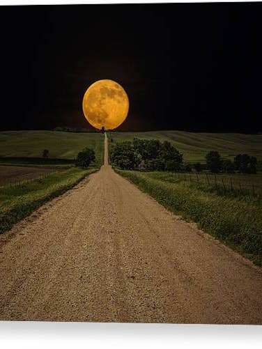 Road to Nowhere - Supermoon - Canvas Print for wholesale by HomeGroen Photography