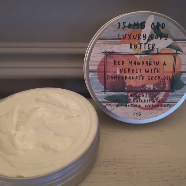 Rote Mandarine & Neroli CBD Luxus-Körperbutter für den Großhandel von somerset natural soaps