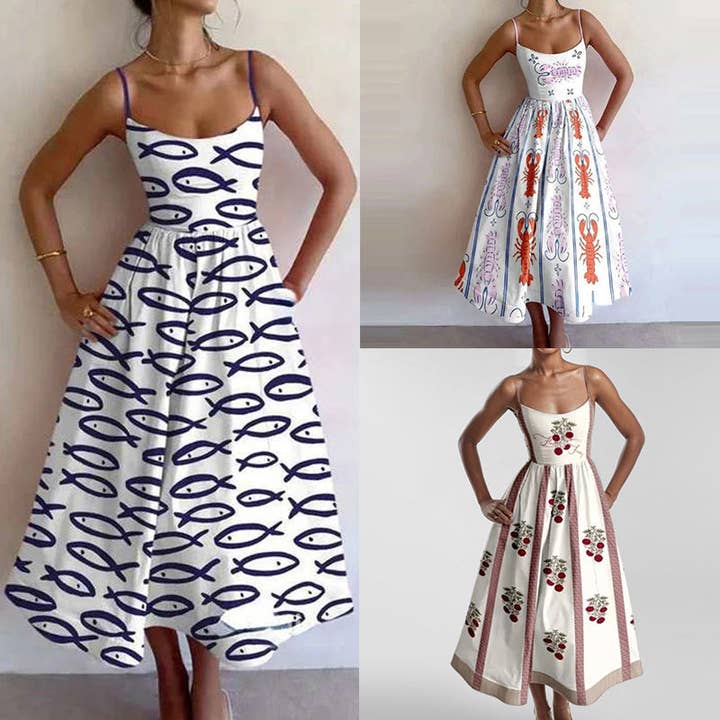 Élégante robe maxi plissée à motif floral à taille haute. pour la vente par Halcyon Outfitters®