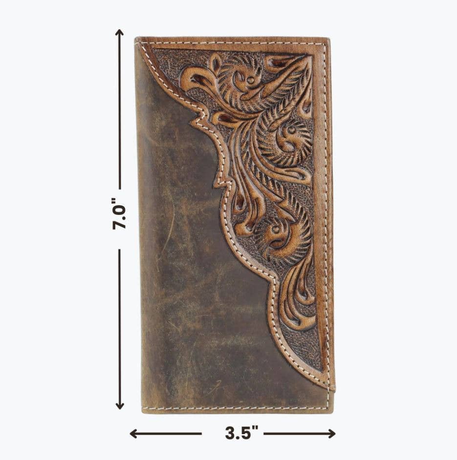 Leather Impressions Inc – Großhandel Brieftasche – Herren – Ölgezogenes, geprägtes Lederakzent-Rodeo-Portemonnaie ABW02719