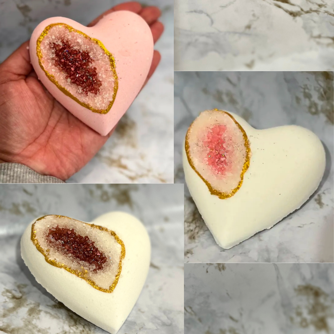 SNB Luxury Bath Products - Wholesale Bath Bomb/Fizz - Geode Amethyst Heart Bath Bombs | Valentines, Holiday 6