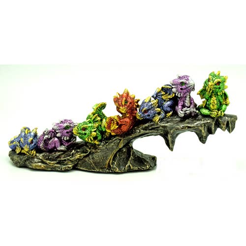 Fantasy Gifts - Wholesale Decorative Figurine - 7 Baby Dragons on Rock