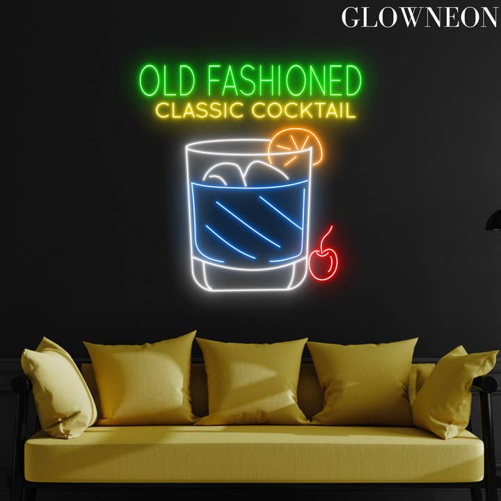Glow Neon - Wholesale Neon Sign - Old Fashioned Classic Cocktail Neon Sign, Cocktail Led Decor