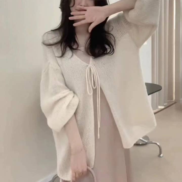 GENTLE WIND LOOSE EARLY FALL MID-LONG KNIT COAT for wholesale by Lily Clothing