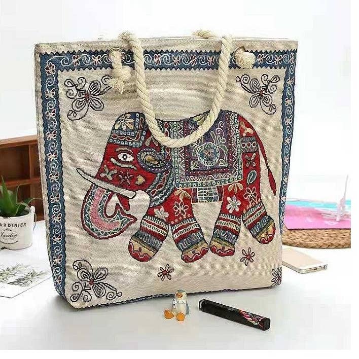 Stylish Embroidered Rope Shoulder Bag for wholesale by UZ Wholesale Store