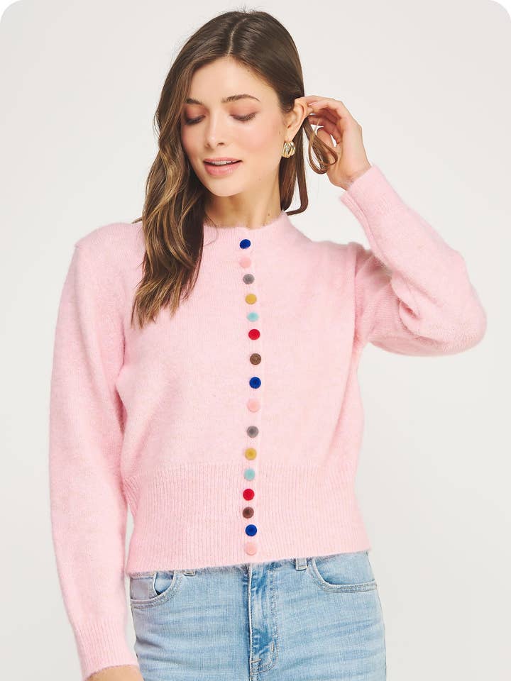 Multi Color Button Knit Cardigan for wholesale by Strut & Bolt