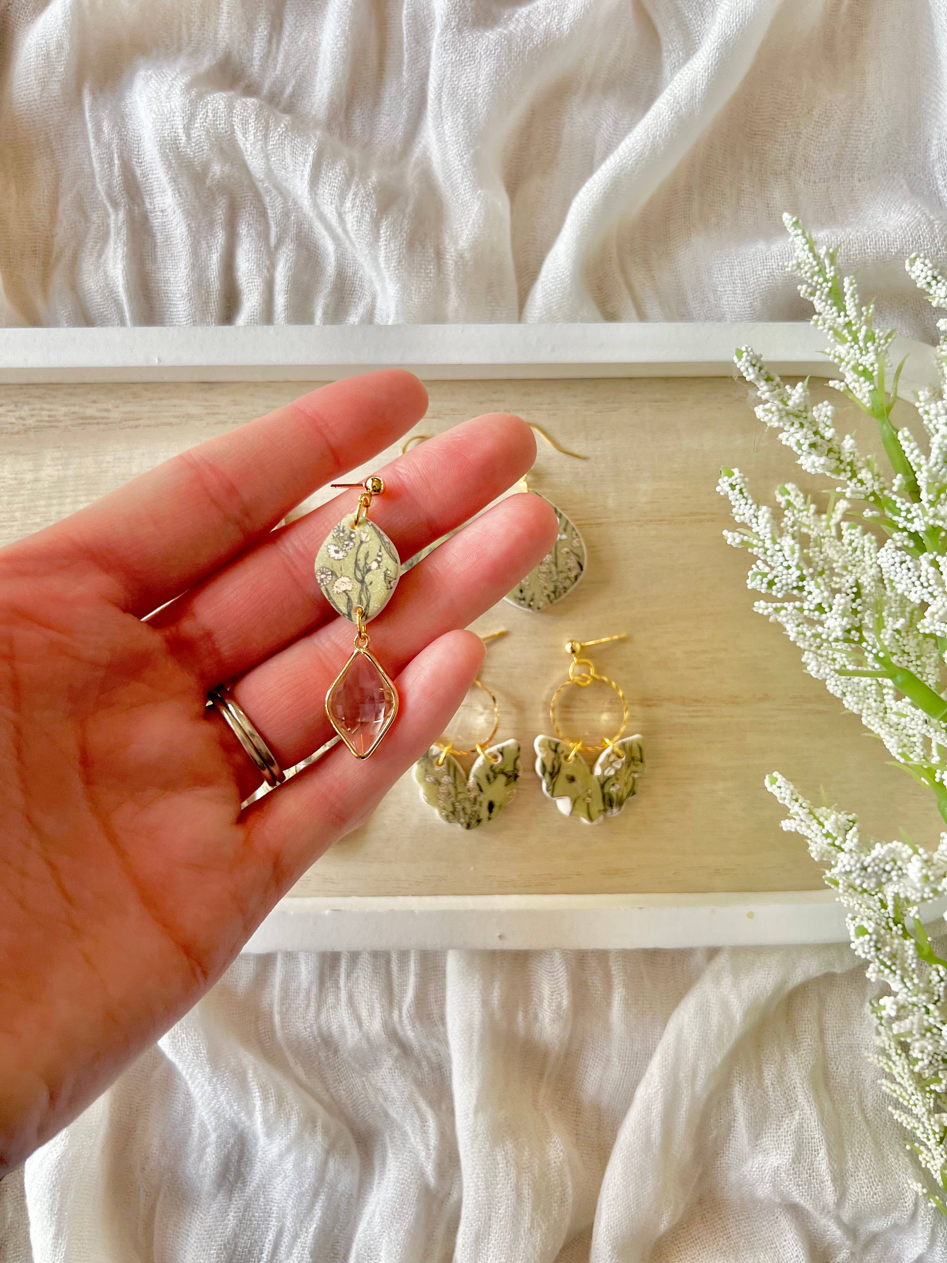 SeizeTheClayJewelry - Wholesale Dangle Earrings - Green Garden Earrings, Flower Clay Earrings0