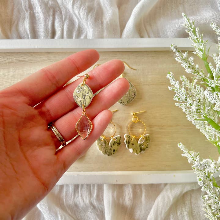 SeizeTheClayJewelry - Wholesale Dangle Earrings - Green Garden Earrings, Flower Clay Earrings