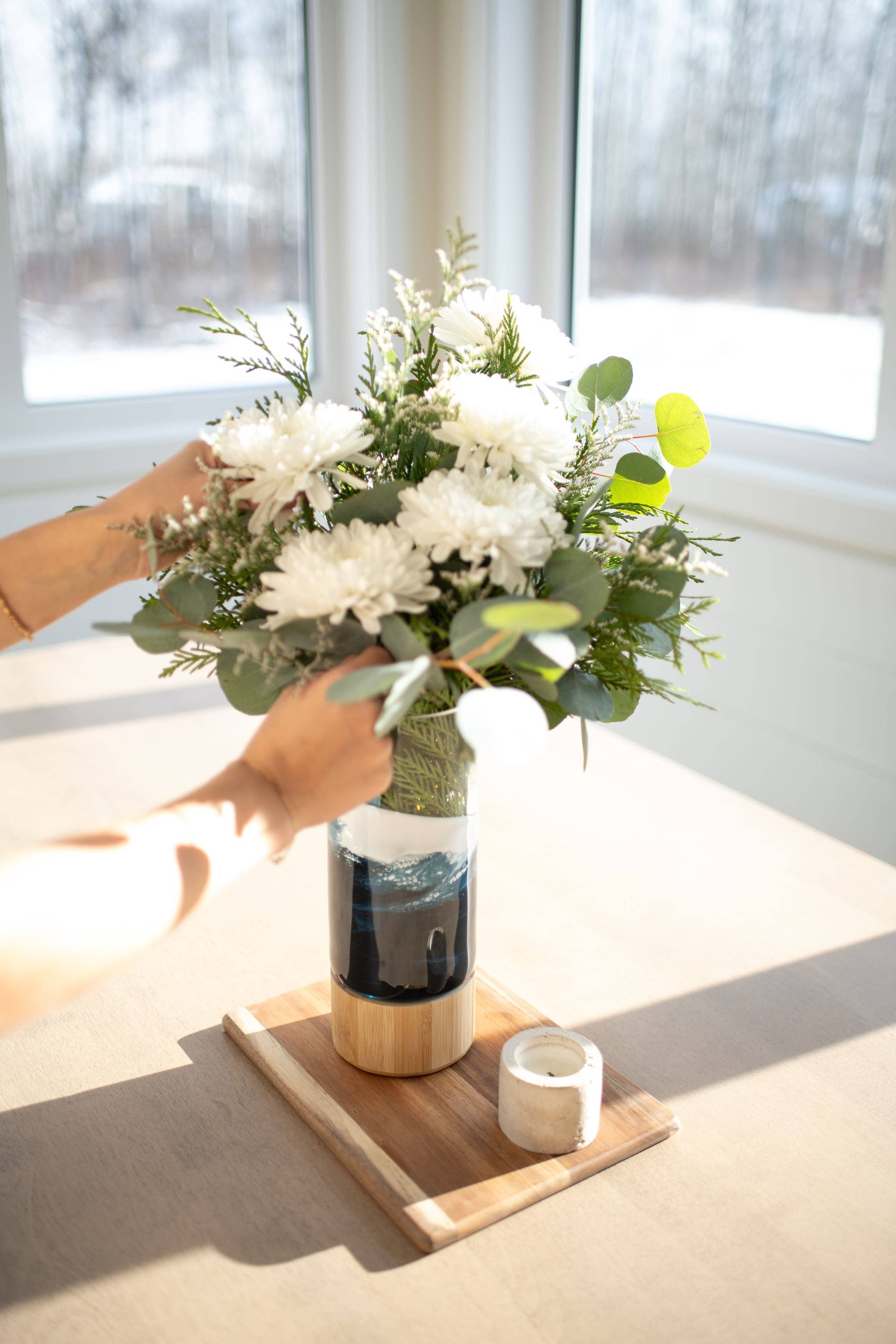 Lynn & Liana Designs - Wholesale Vase - NEW!!! Resin Accented Vase with Bamboo Base (NO TARIFFS)17