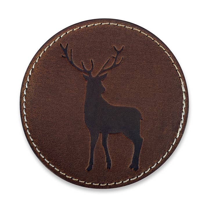 LEATHER by beth – Engroshandel Bordskånere – LEATHER by beth JAGT-coasters/ølbrikker-sæt i brun læder (ko