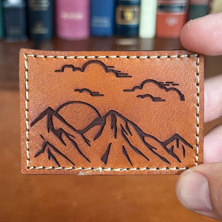Mountain View - Leather Hook N' Loop Patch for wholesale by Kc Laser Co