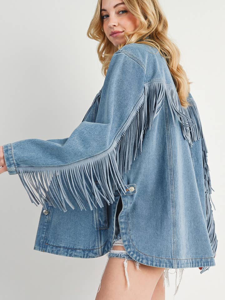 Bluivy - Vendita all'ingrosso Giacca - Donna - Giacca in denim western con frange e bottoni - confezione aperta33
