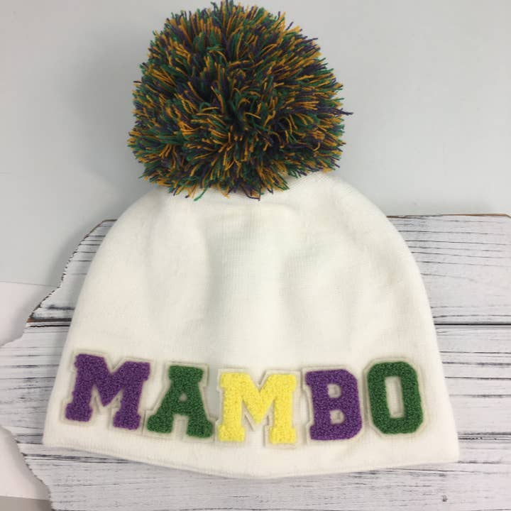 Mardi Gras chenille MAMBO beanie for wholesale by SongLily