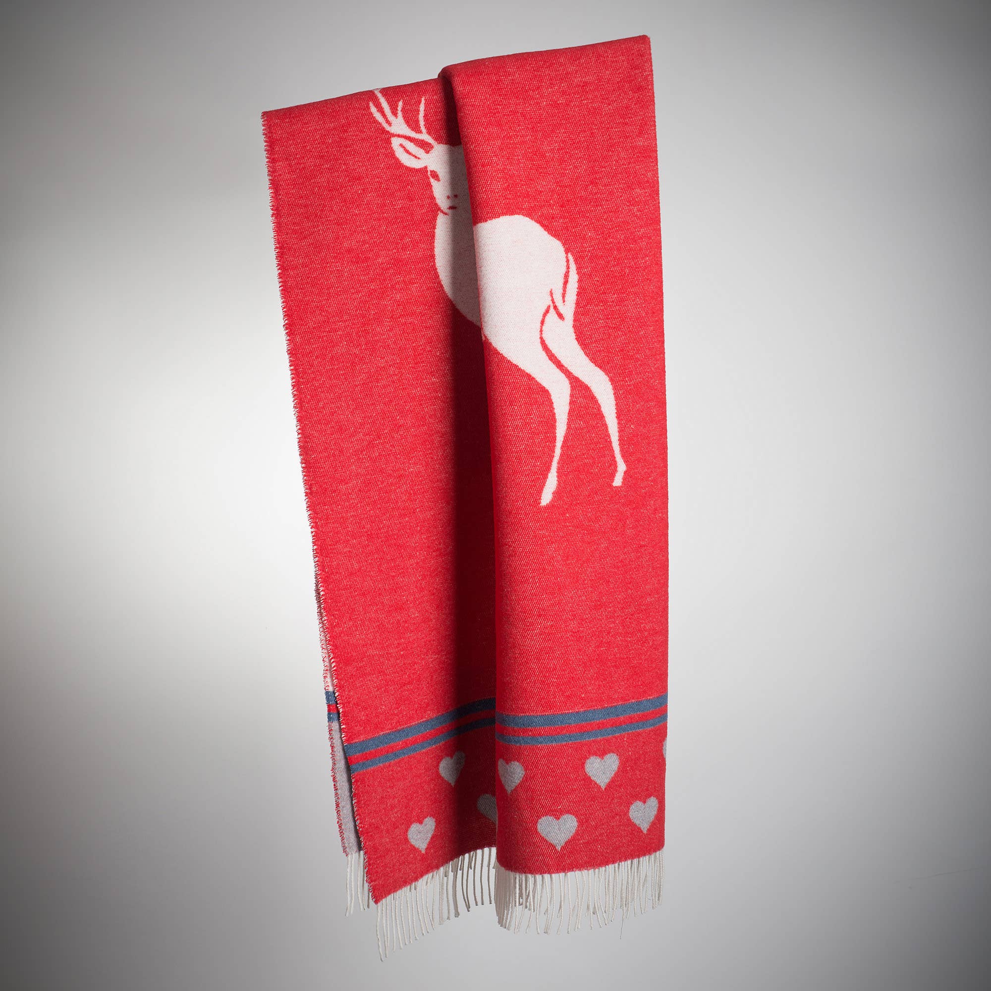 Beat Collection by Lanificio Idealtex Srl - Vente Plaids - Plaid en mélange de laine avec motif cerfs et cœurs3