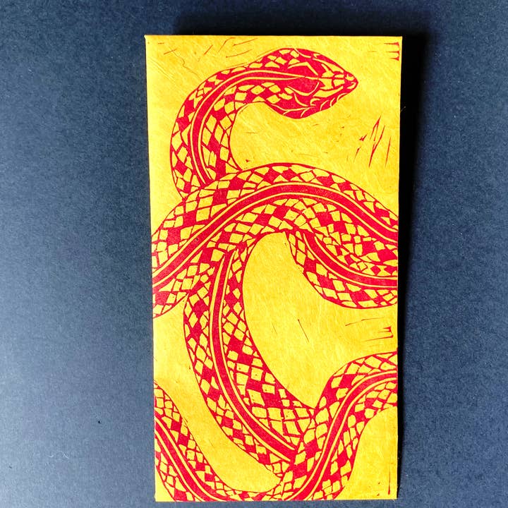 Kathie Studio - Wholesale Envelopes - Snake Blockprinted Lunar New Year Red Envelope3