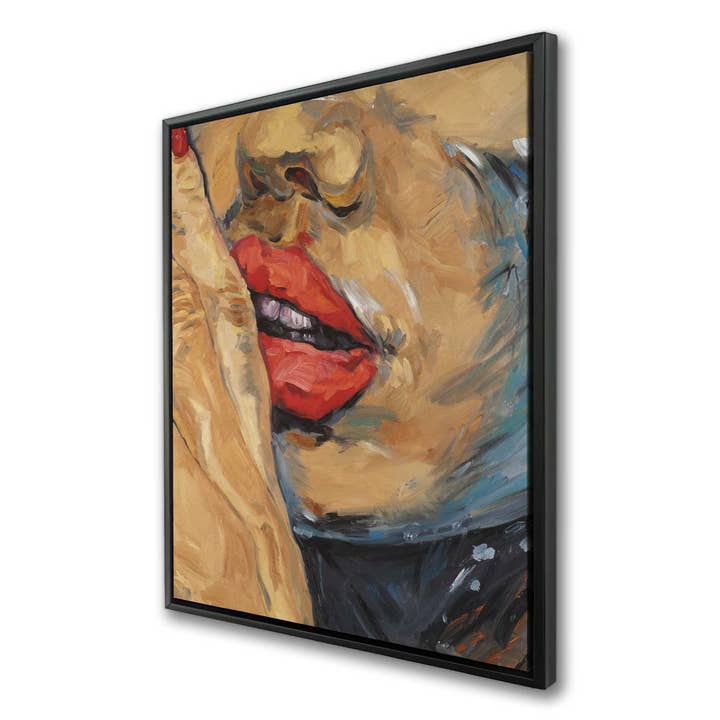 Figurative Brown Contemporary Framed Canvas - Shushing Lips for wholesale by BEGIN HOME DECOR