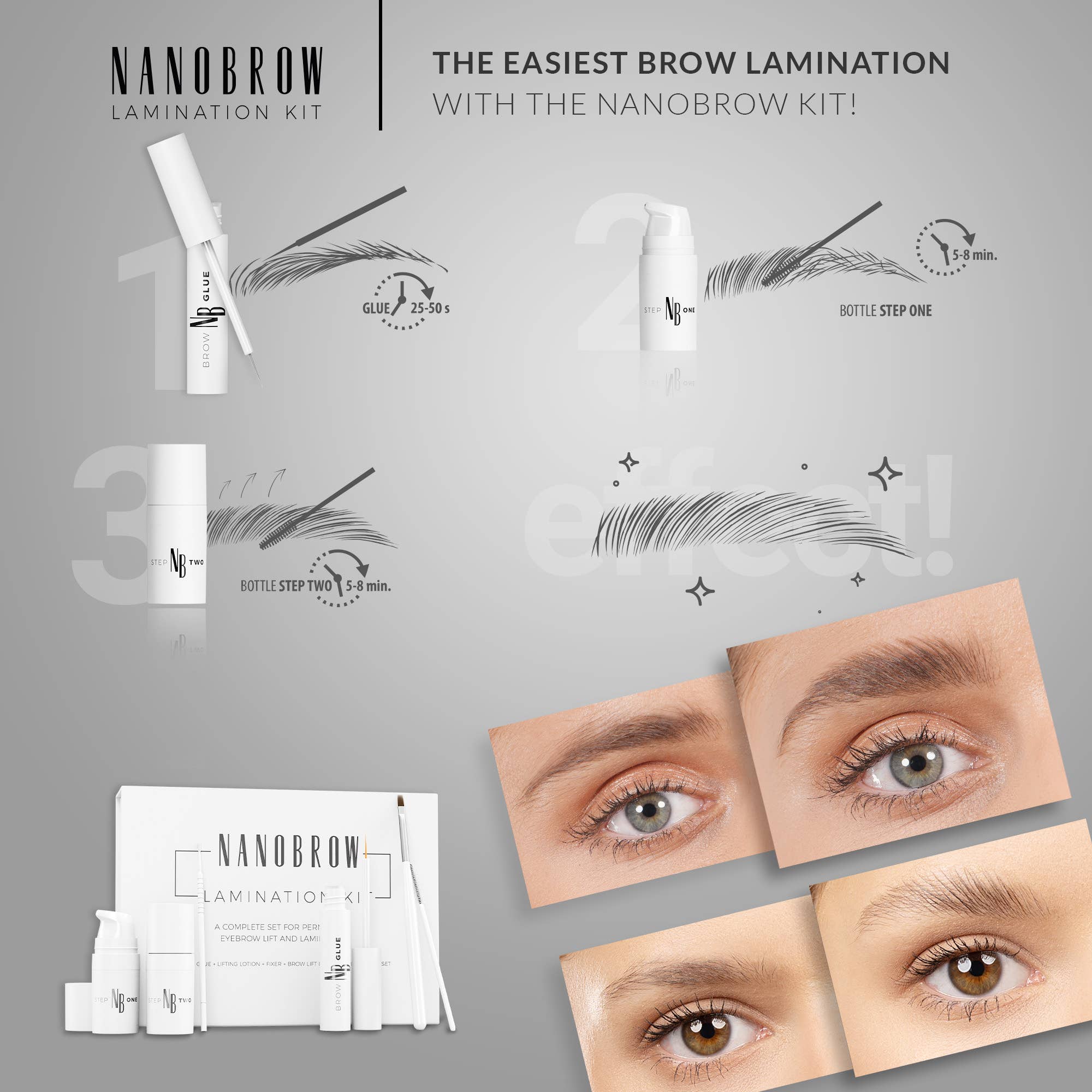 Everett Cosmetics – wholesale Eyebrow set/kit – Nanobrow Lamination Kit - a brow lift and lamination kit;1