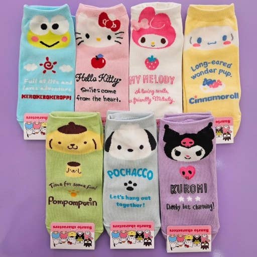 K_Wonderland - Wholesale Socks - Women's - Sanrio Cotton Sneakers Letters Socks- Kuromi Socks