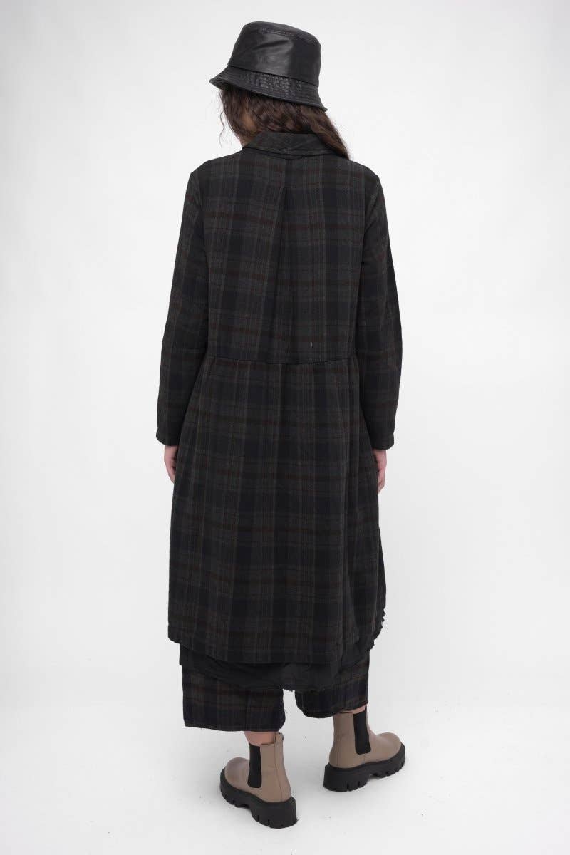 Baci & Amici Fashion - US Continental – Engroshandel Kjole - Dame – Bomuld Plaid Overcoat Kjole2