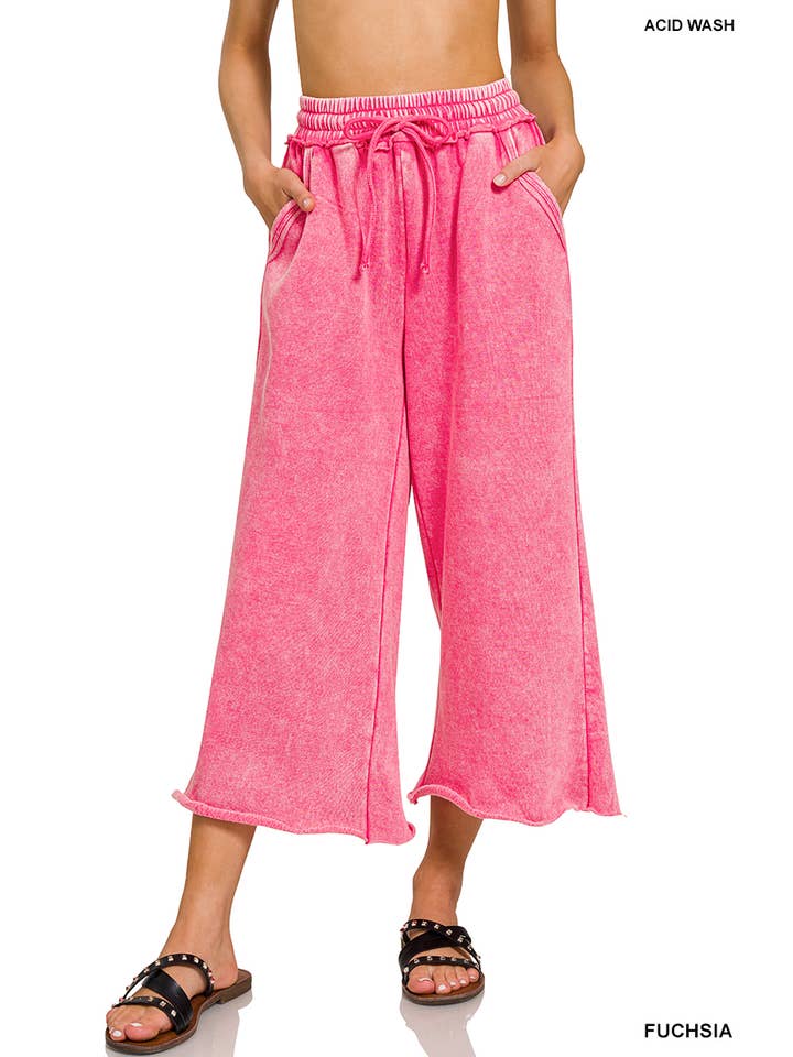 42POPS – wholesale Byxor - Dam – .Acid Wash Fleece Palazzo Sweatpants36