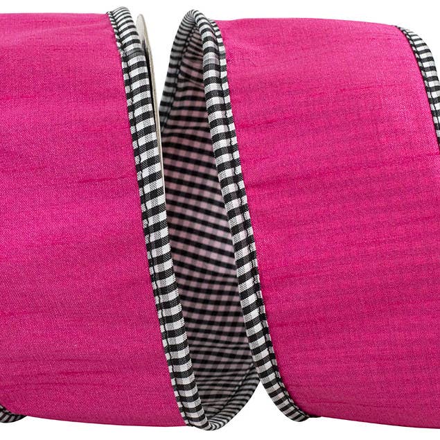 Gingham Wrapped Edge And Backed Dupioni Deluxe Wired Edge 5 for wholesale by RELIANT RIBBON