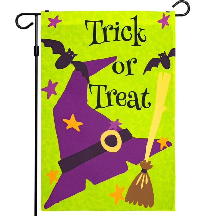 Drapeau de Jardin Trick or Treat avec Sorcière Extérieur 12x18 PO pour la vente par G128