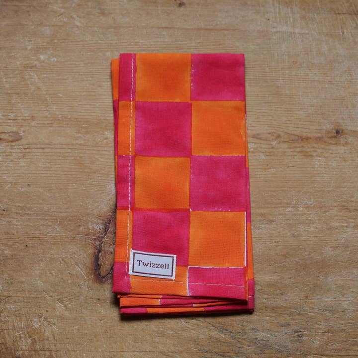 Pink & Yolk Checkerboard Napkin x 4 for wholesale by Twizzell