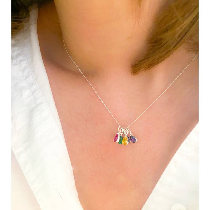 Breloque Mini Larme Ruby 5 X 9Mm Argent 925 pour la vente par COM FORSA SL