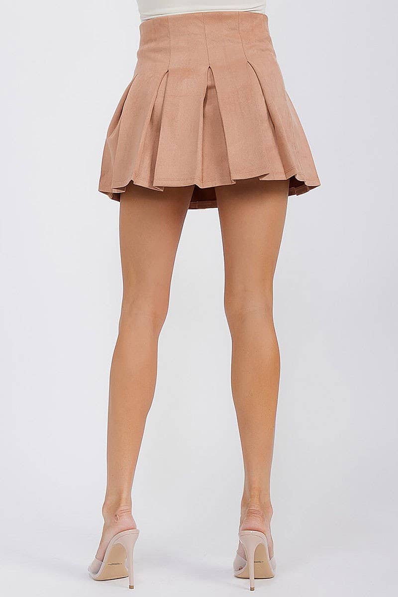 ROUSSEAU – wholesale Kjol - Dam – Sammet elastisk midja veckad utsvängd minikjol21