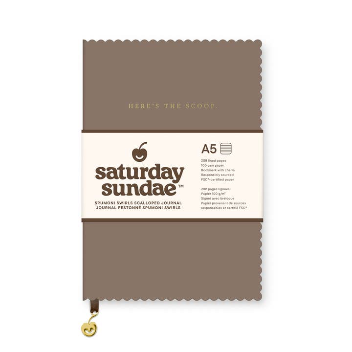 Vanilla Bean A5 Spumoni Swirls Scalloped Journal for wholesale by Saturday Sundae