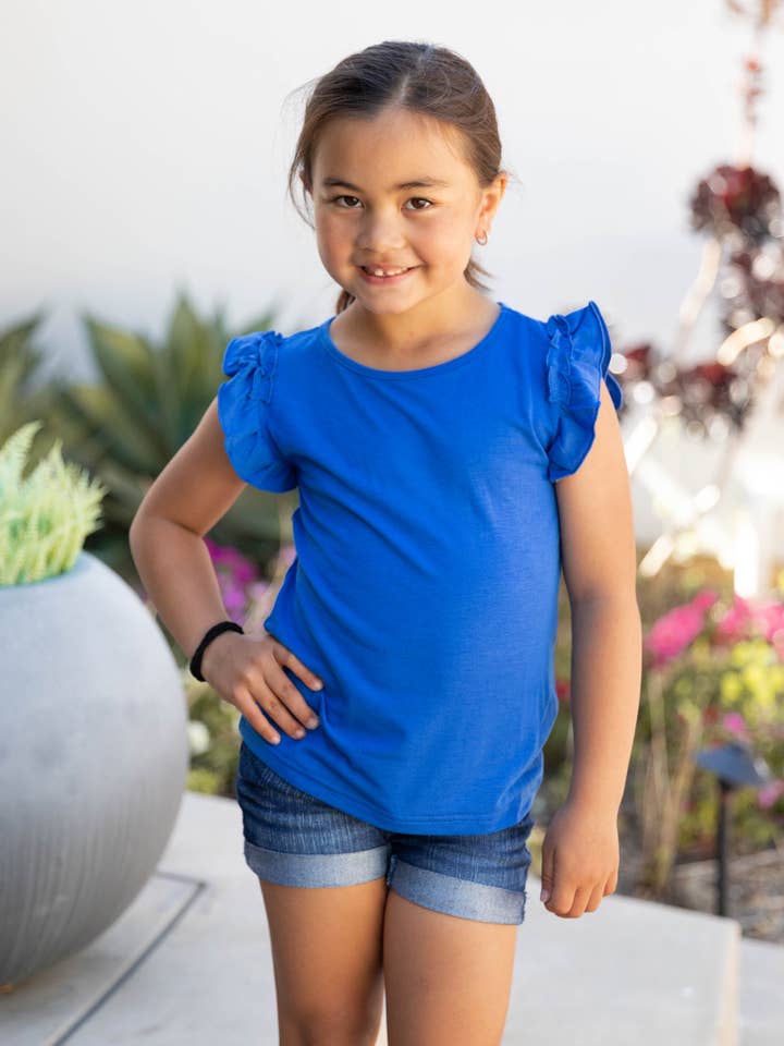 Ruffle Sleeve Little Girl Top for wholesale by Tickled Teal