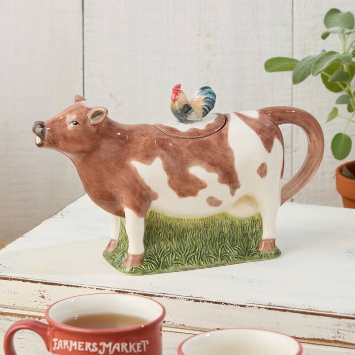 Vintage Farm 3-D Cow Teapot for wholesale by Certified International