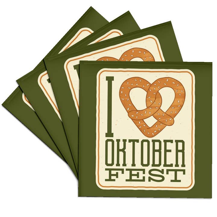 3dRose - Wholesale Coasters - 3dRose, I love Oktoberfest Pretzel, Coaster
