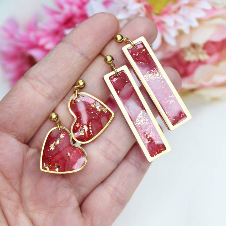 Geometric Earrings, Statement Earrings, Marble Clay Earrings for wholesale by Studio Niani