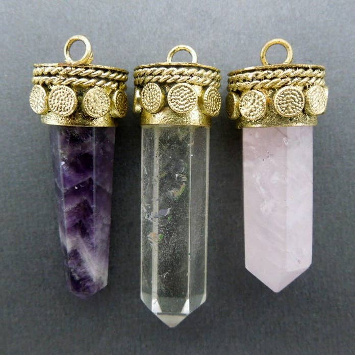 Jewelers Paradise - Wholesale Individual Charm/Pendant - Amethyst Point Crystal Pendant3