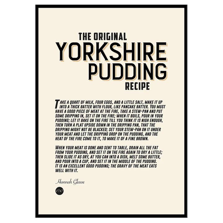La Ricetta Originale dello Yorkshire Pudding - Stampa per la vendita all'ingrosso da parte di The Yorkshire Print Company