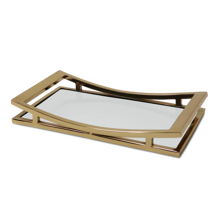 CLASSIC TOUCH DECOR INC. - Wholesale Decorative Tray - Rectangle Mirror Tray with Silver Walls (2 sizes)11