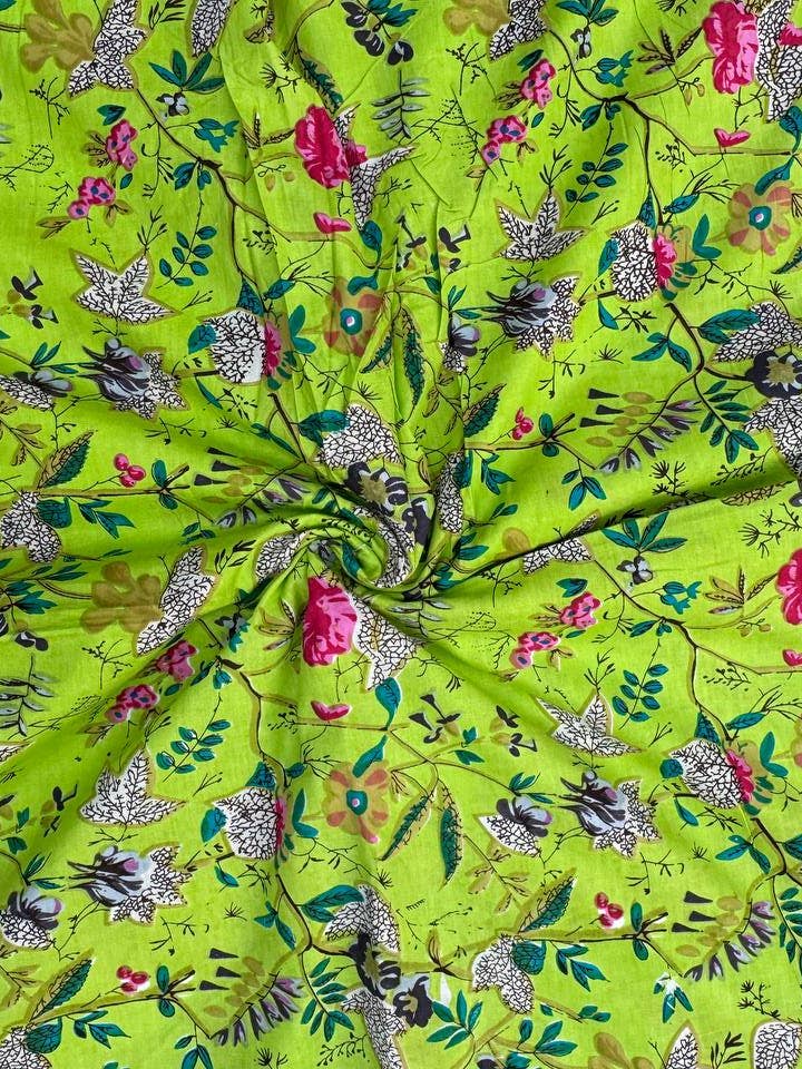 Fabric By the Yard Printed Floral Cotton Fabric Dress Making for wholesale by bhavnas boutique