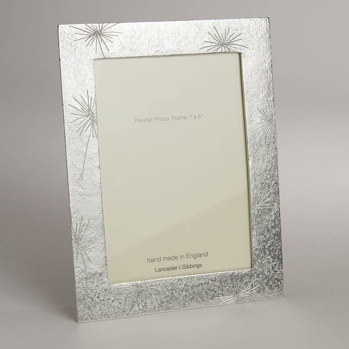 Lancaster and Gibbings - Wholesale Picture Frame - Scratched Flowers Hand cast Pewter Photo Frame