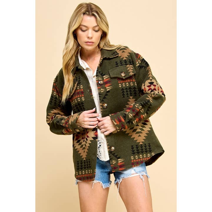Veveret - Wholesale Shirt Jacket/Shacket - Women's - Vintage Western Print Shacket