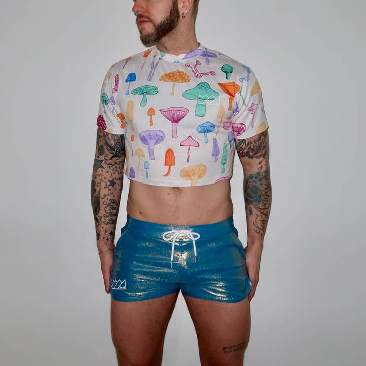 CHRIS TURK WILDEST DREAMS- GLITTER SWIM TO GYM SHORT BLUE for wholesale by Chris Turk Swim