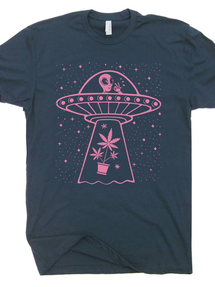 Shirtmandude Co - Wholesale Screen Printed T-Shirt - Unisex - Alien Marijuana Shirt Funny Stoner Ufo Weed 420 Drugs Tee1