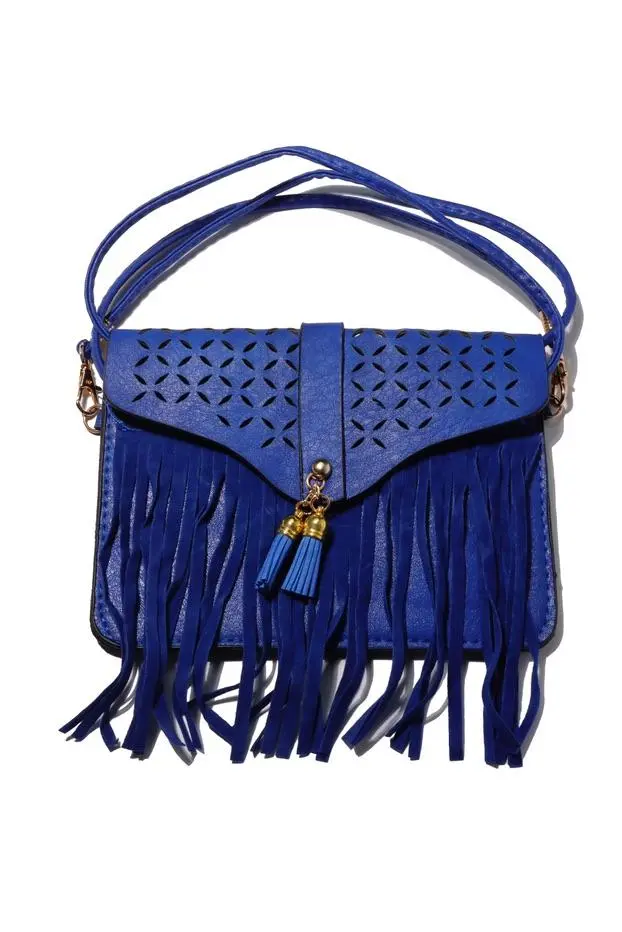 Blue 👜 CROSSBODY BAG WITH FRINGES AND DETAILS for wholesale on Faire0