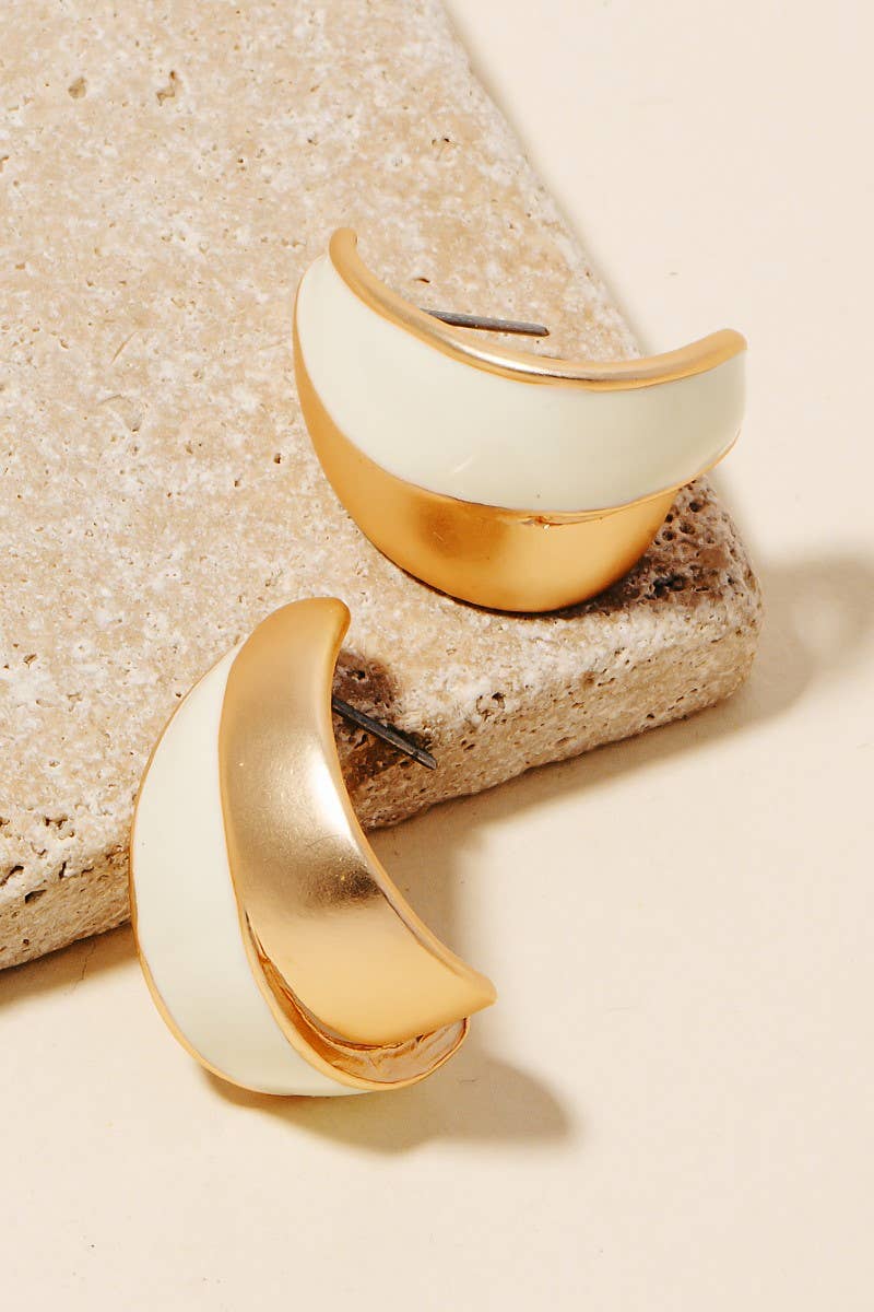 Anarchy Street - Wholesale Hoop Earrings - Half Epoxy Wide Metallic Hoop Earrings2