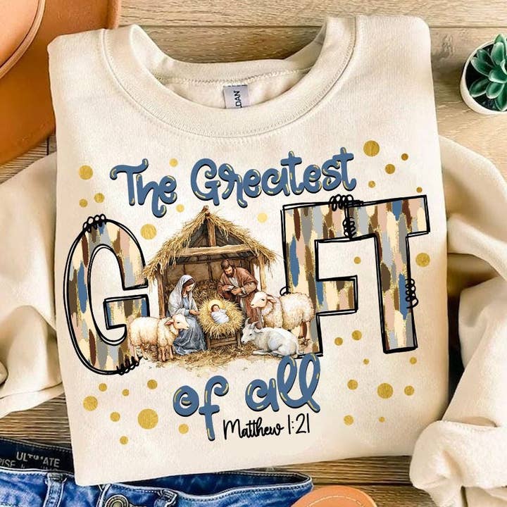 Chemise le plus beau cadeau de tous, le pull de Noël Jésus pour la vente par NVC Ecommerce LLC